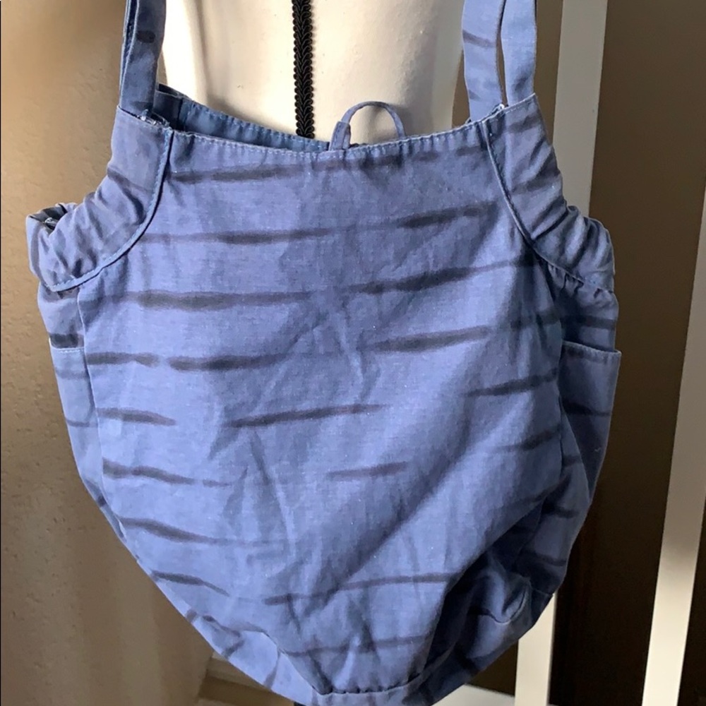 Blue Stripe Crossbody Bag with Pockets
